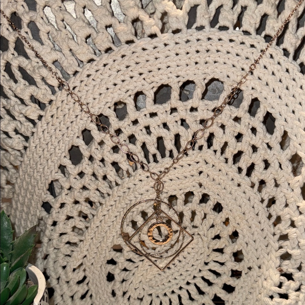 a new day Gold and Silver Geometric Eye Necklace